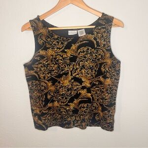 White Stag Gold and Black Fitted Embellished Tank Top